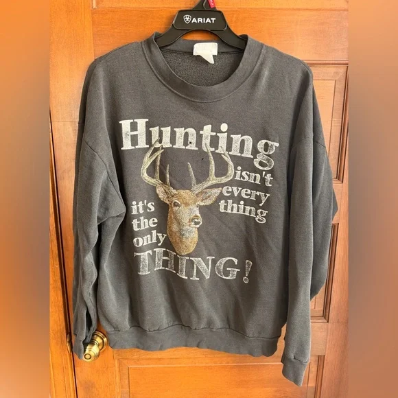 Vintage Black Hunting Crewneck Sweatshirt - Picture 1 of 4